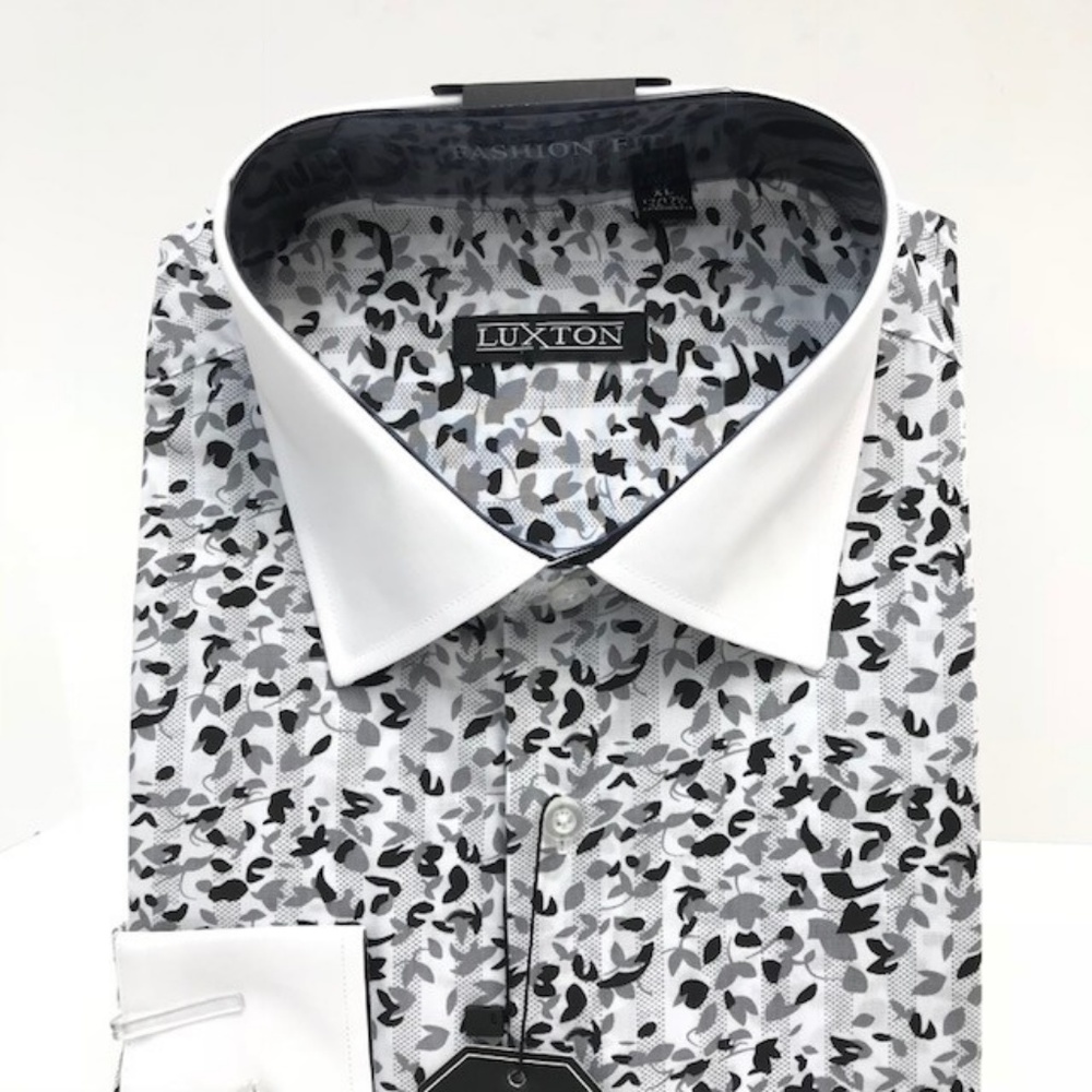 Men's Luxton Black Gray White Fashion Shirt New - Picture 2 of 2